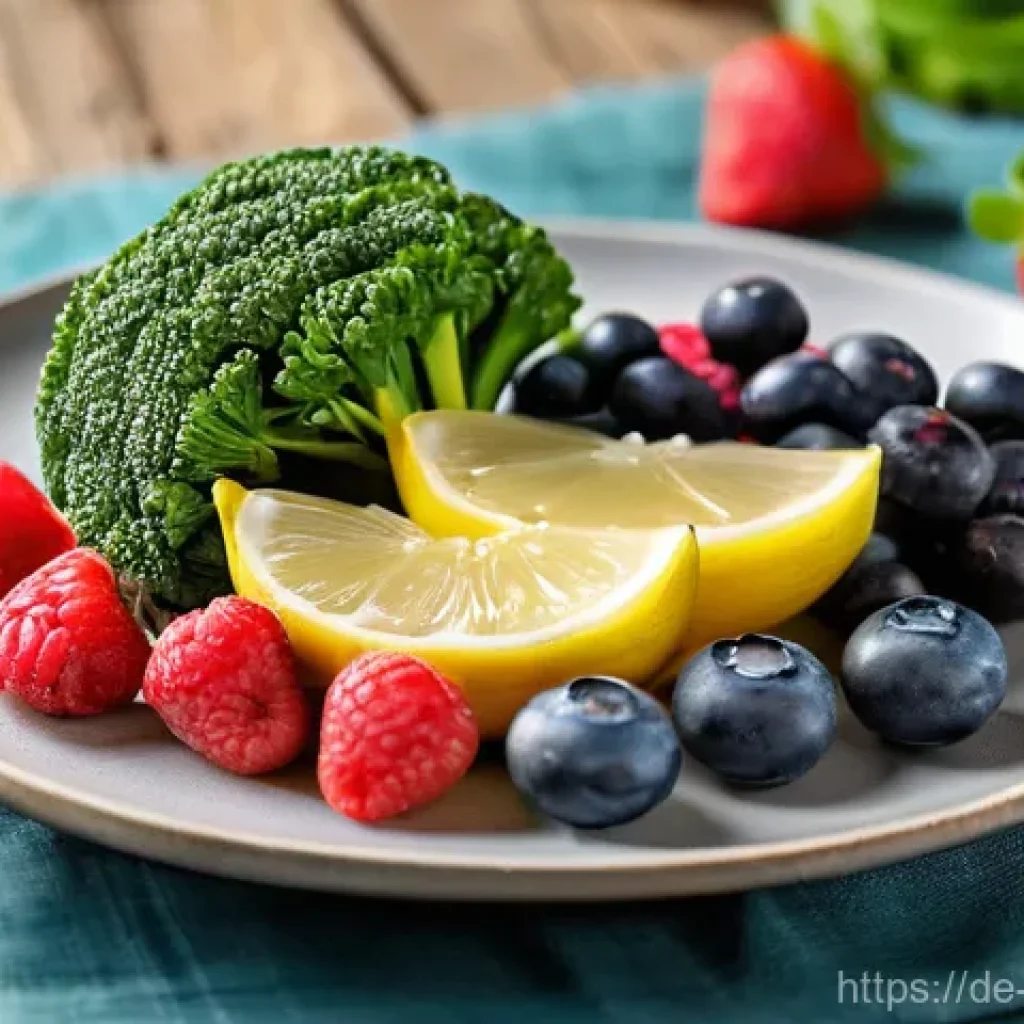 혈압 조절에 좋은 음식 리스트 - A vibrant, appetizing close-up of a beautifully arranged healthy meal on a rustic wooden table. The ...