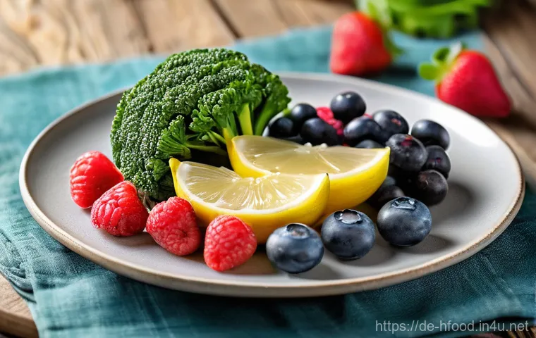 혈압 조절에 좋은 음식 리스트 - A vibrant, appetizing close-up of a beautifully arranged healthy meal on a rustic wooden table. The ...