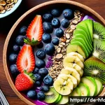 스무디 볼 만드는 법과 재료 추천 - **Prompt:** A vibrant, artistically arranged smoothie bowl brimming with fresh, colorful ingredients...