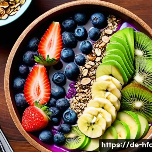 스무디 볼 만드는 법과 재료 추천 - **Prompt:** A vibrant, artistically arranged smoothie bowl brimming with fresh, colorful ingredients...