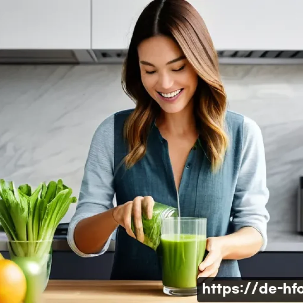 천연 디톡스 주스 레시피 - Green Morning Vitality**

"A radiant, healthy woman in her early 30s, dressed in comfortable yet chi...